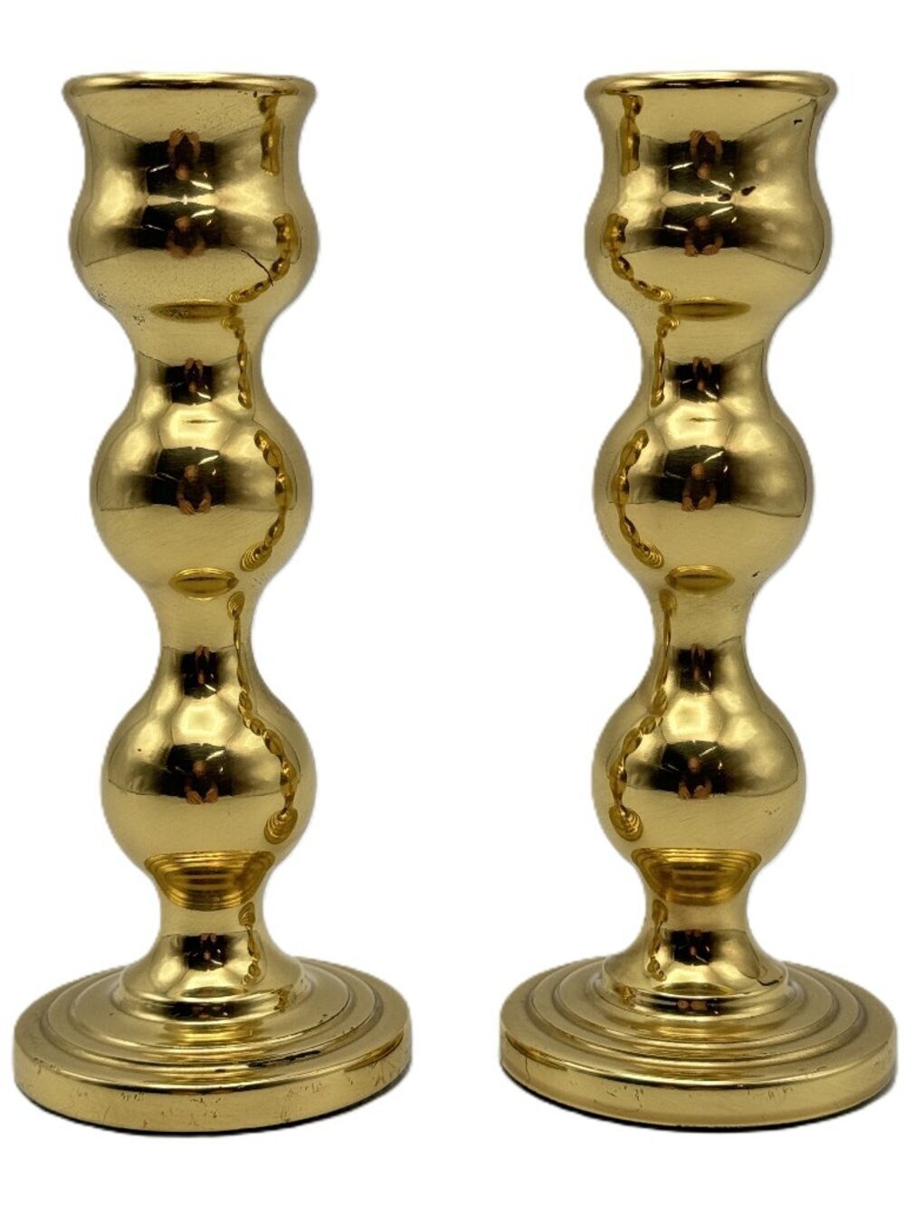 Brass Plated Candlestick Holders Heavy Felt Bottom 6" Made In Canada